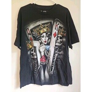 OGABEL T-Shirt Black With Queen Graphic Size XL Double Sided Y2K